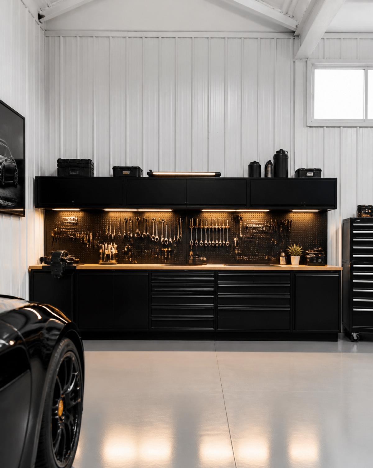 Workbench with organized tools